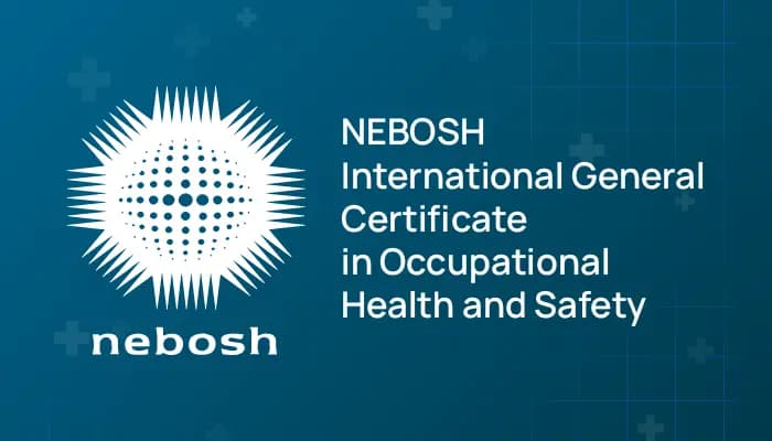 NEBOSH International General Certificate online course hero image booked through Hurak showing health and safety training