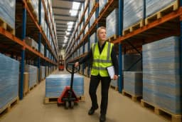 A worker lifting a box correctly using proper lifting technique after taking the Manual handling training