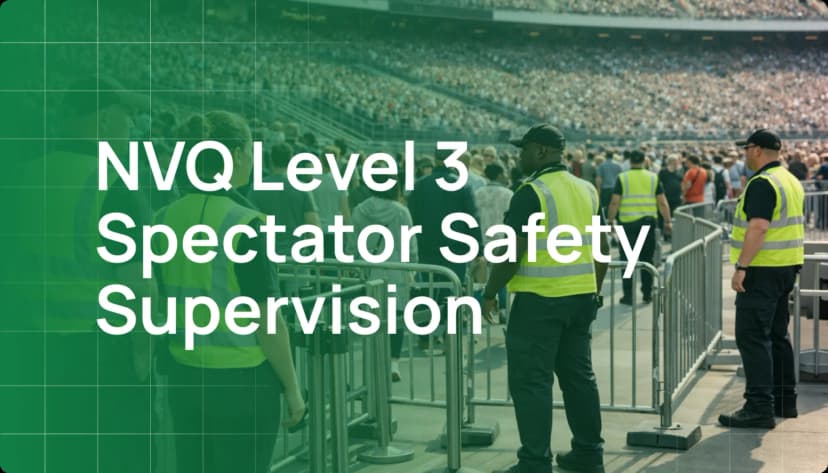 Event steward in high-visibility vest overseeing spectators at a stadium - Level 3 Spectator Safety