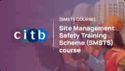 CITB-accredited SMSTS course by Hurak showing construction workers reviewing plans on site with Site Management Safety Training Scheme text overlay