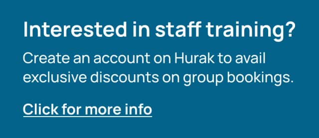 Hurak staff training banner offering group booking discounts for the CSCS Green Card - 1 Day Course Online
