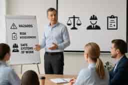 Managers attending Level 3 Health and Safety Training session focused on workplace safety and risk management
